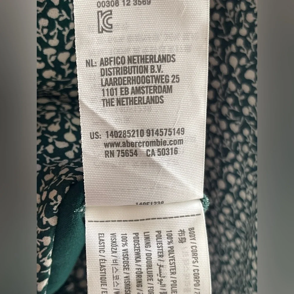 Abercrombie & Fitch Green Floral Square-Neck Long-Sleeve Blouse